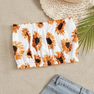 Floral print tube top sunflower pattern size medium